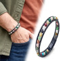 6mm Çakra Akik Taşlı Deri Kordon Ve Zamak Kilit Bileklik