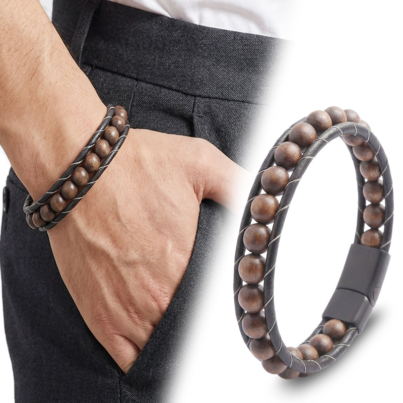 8mm Ceviz Ağacı Deri Bileklik 8mm Ceviz Ağacı Deri Bileklik