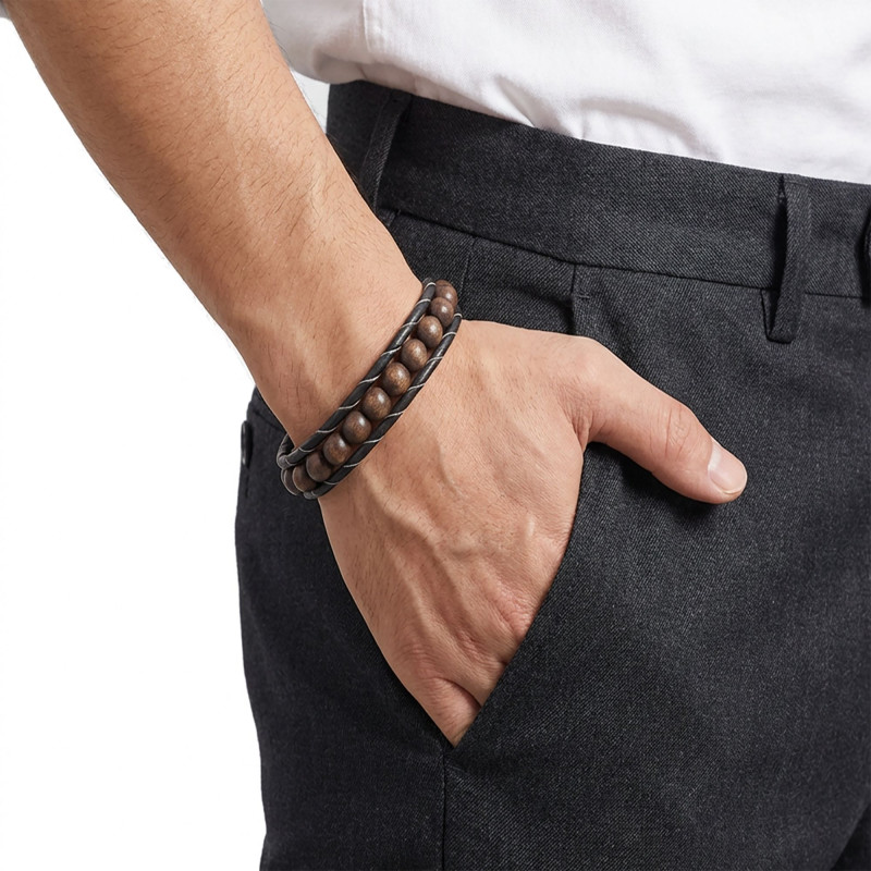 8mm Ceviz Ağacı Deri Bileklik 8mm Ceviz Ağacı Deri Bileklik