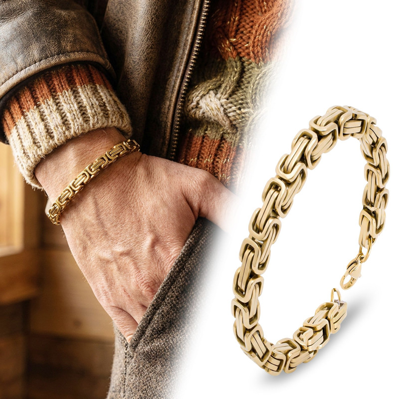 8mm Sarı Kral Çelik Zincir Bileklik