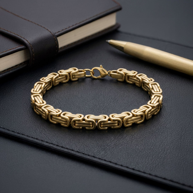 8mm Sarı Kral Çelik Zincir Bileklik
