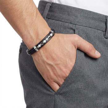 Akik Damarlı Taşlı Deri Bileklik