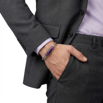 Ametist Doğal Taşlı Ve Ayarlanabilir Çelik Zincir Bileklik