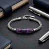Ametist Doğal Taşlı Ve Ayarlanabilir Çelik Zincir Bileklik
