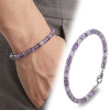 Ametist Taşı & Silver Hematit Taşlı Ayarlanabilir Çelik Zincir Erkek Bileklik