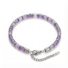 Ametist Taşı & Silver Hematit Taşlı Ayarlanabilir Çelik Zincir Erkek Bileklik