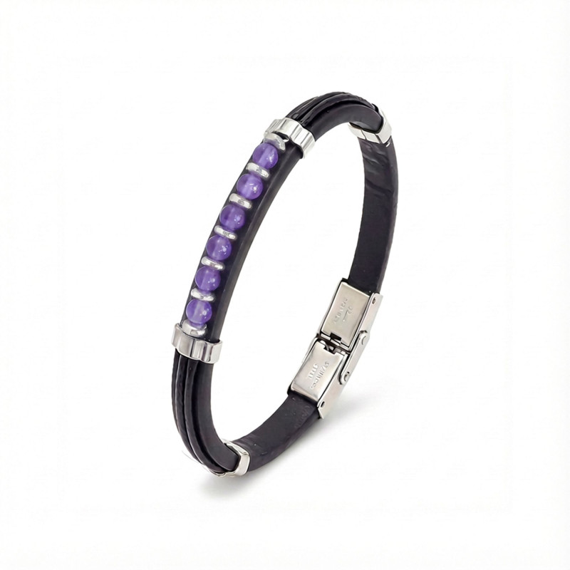 Ametist Taşlı Deri Bileklik Ametist Taşlı Deri Bileklik