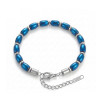 Arpa Kesim Mavi Ve Gümüş Hematit Doğal Taşlı Ayarlanabilir Çelik Zincir Bileklik