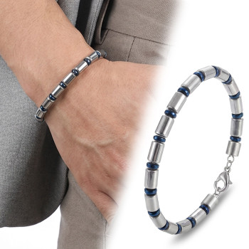 Boru Gümüş Renk Hematit Ayarlanabilir Çelik Zincir Bileklik