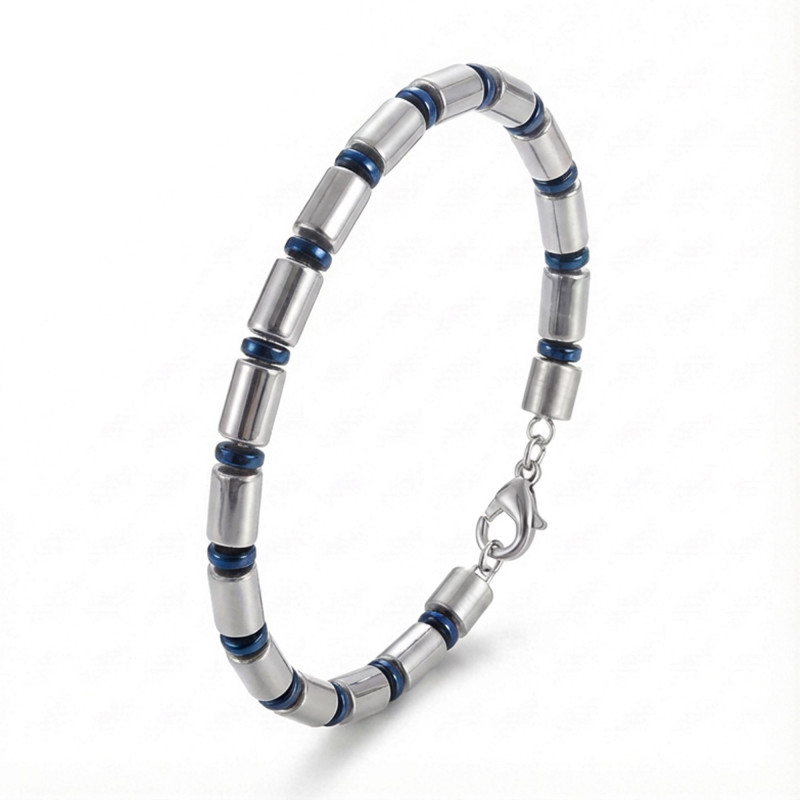 Boru Gümüş Renk Hematit Ayarlanabilir Çelik Zincir Bileklik