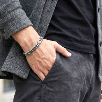 Boru Kesim Hematit Ve Çelik Zincir Bileklik