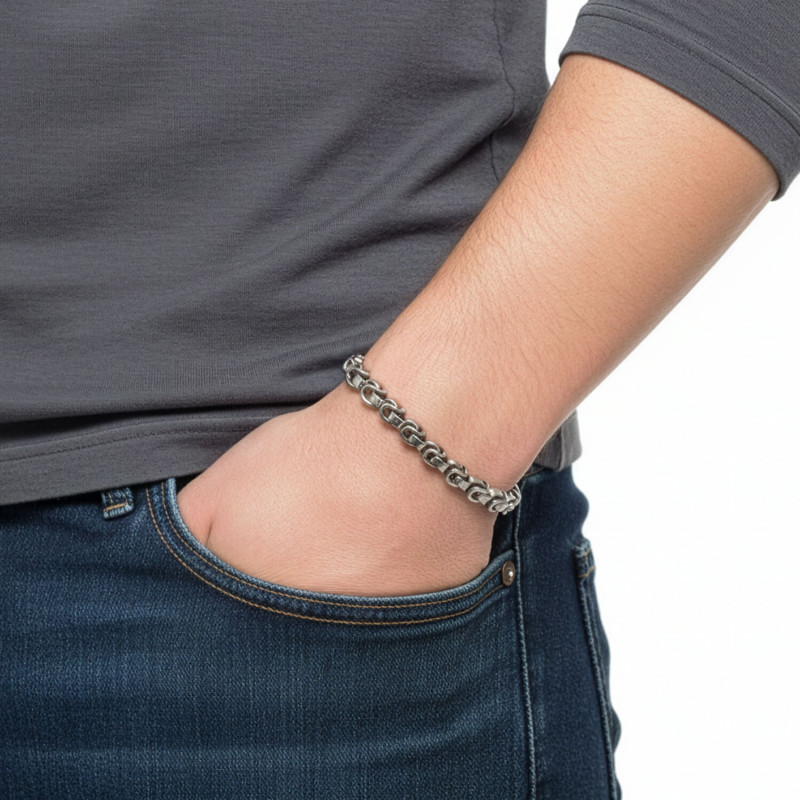 Box Cuban Çelik Zincir Bileklik 6mm Box Cuban Çelik Zincir Bileklik 6mm