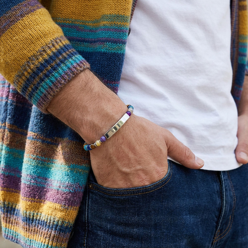 Çakra Doğaltaş Beyaz İsim Yazılabilir Ve Ayarlanabilir Çelik Zincir Bileklik