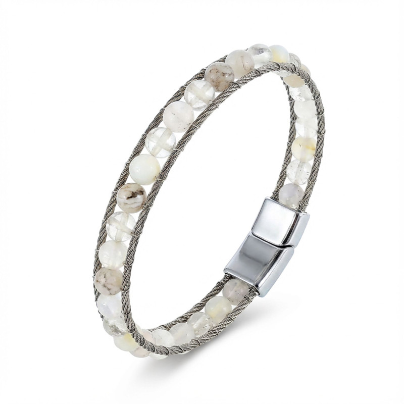 Çelik Halat Ve Ay Taşı Doğaltaş Bileklik