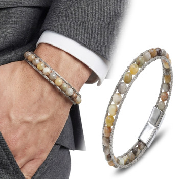 Çelik Halat Ve Yemen Akik Doğaltaş Bileklik