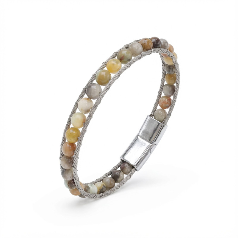 Çelik Halat Ve Yemen Akik Doğaltaş Bileklik Çelik Halat Ve Yemen Akik Doğaltaş Bileklik