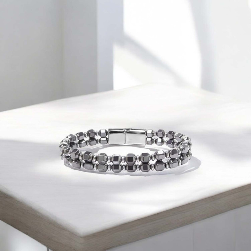 Çelik Halatlı Elmas Kesim Hematit Ayarlanabilir Bileklik Çelik Halatlı Elmas Kesim Hematit Ayarlanabilir Bileklik