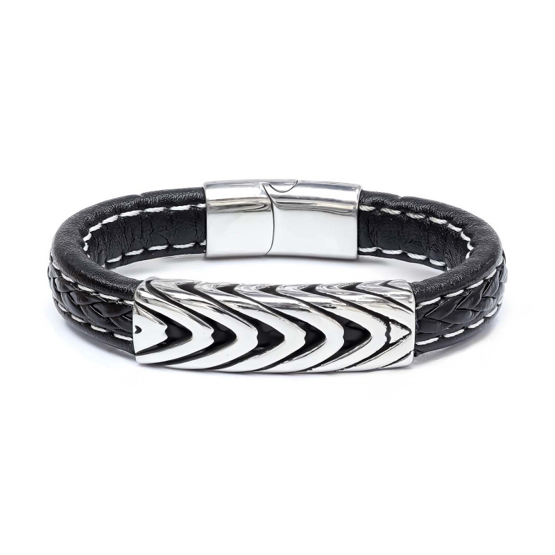 Çelik Ve Deri Bileklik Çelik Ve Deri Bileklik