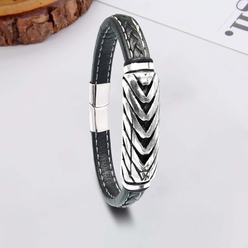 Çelik Ve Deri Bileklik Çelik Ve Deri Bileklik