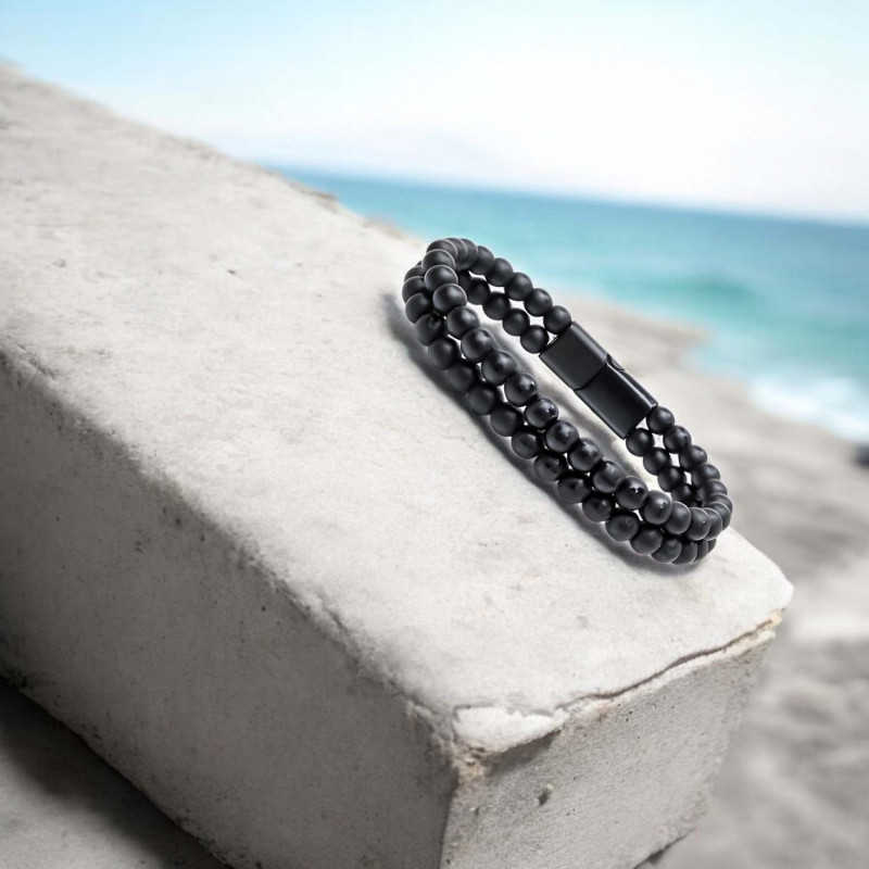 Çift Oniks Çelik Bileklik