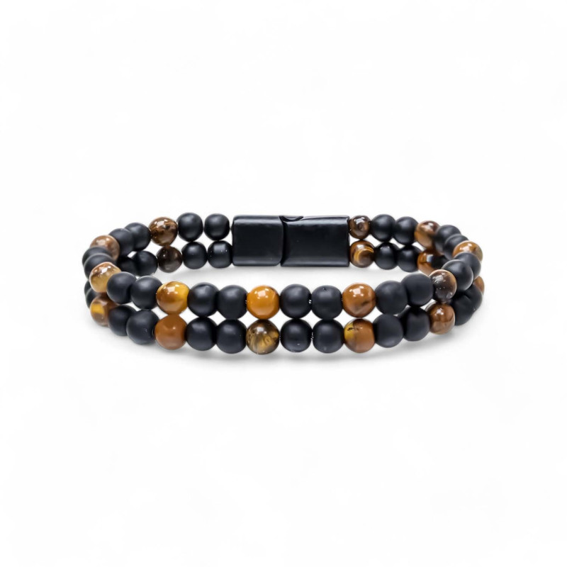 Çift Oniks Ve Kaplangözü Çelik Bileklik Çift Oniks Ve Kaplangözü Çelik Bileklik