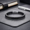 Damla Çelik Siyah Zincir Deri Dolama Erkek Bileklik