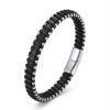 Damla Çelik Siyah Zincir Deri Dolama Erkek Bileklik