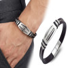 Deri Kordonlu Çelik Halatlı Erkek Bileklik