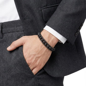 Patterned Onyx Natural Stone Leather Bracelet Patterned Onyx Natural Stone Leather Bracelet