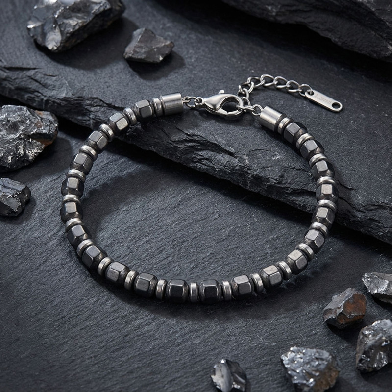 Esmas Kesim Hematit Ayarlanabilir Çelik Zincir Bileklik