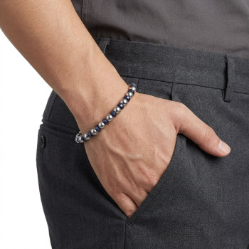 Gümüş Ve Mavi Renkli Hematit Ayarlanabilir Çelik Zincir Bileklik