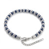 Gümüş Ve Mavi Renkli Hematit Ayarlanabilir Çelik Zincir Bileklik