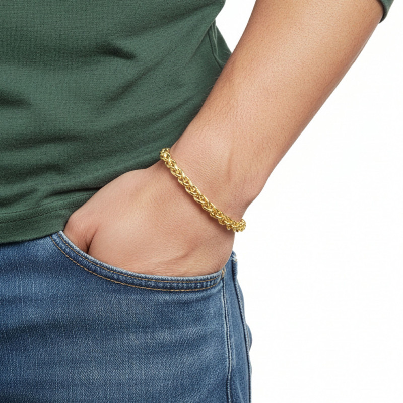 Hasır Örgü Çelik Zincir Bileklik 6mm