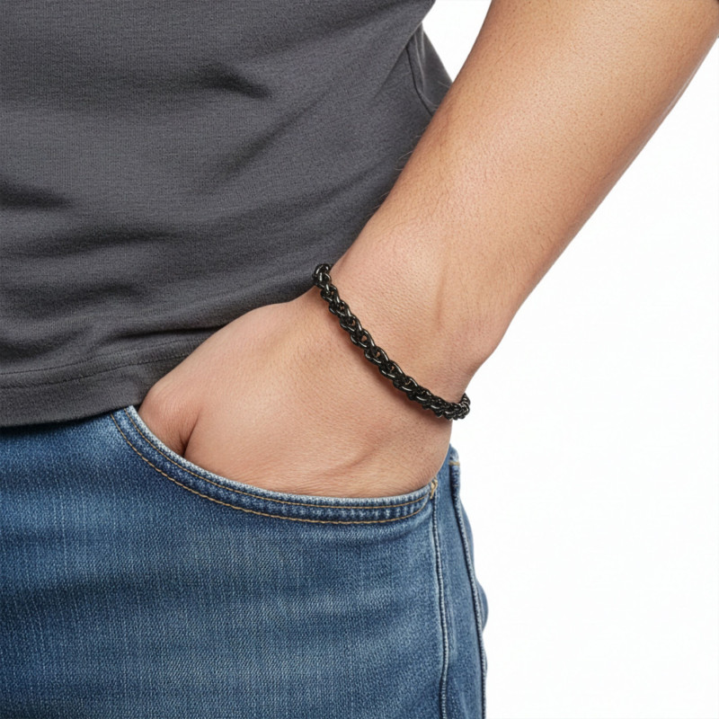 Hasır Örgü Çelik Zincir Bileklik 6mm