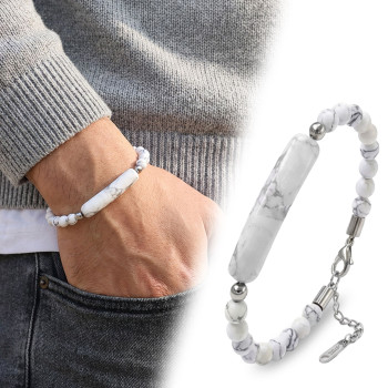 Havlit Doğaltaş Çelik Halat Ve Çelik Klipsli Bileklik