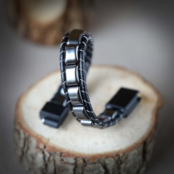 Hematite Braided Leather Bracelet Hematite Braided Leather Bracelet