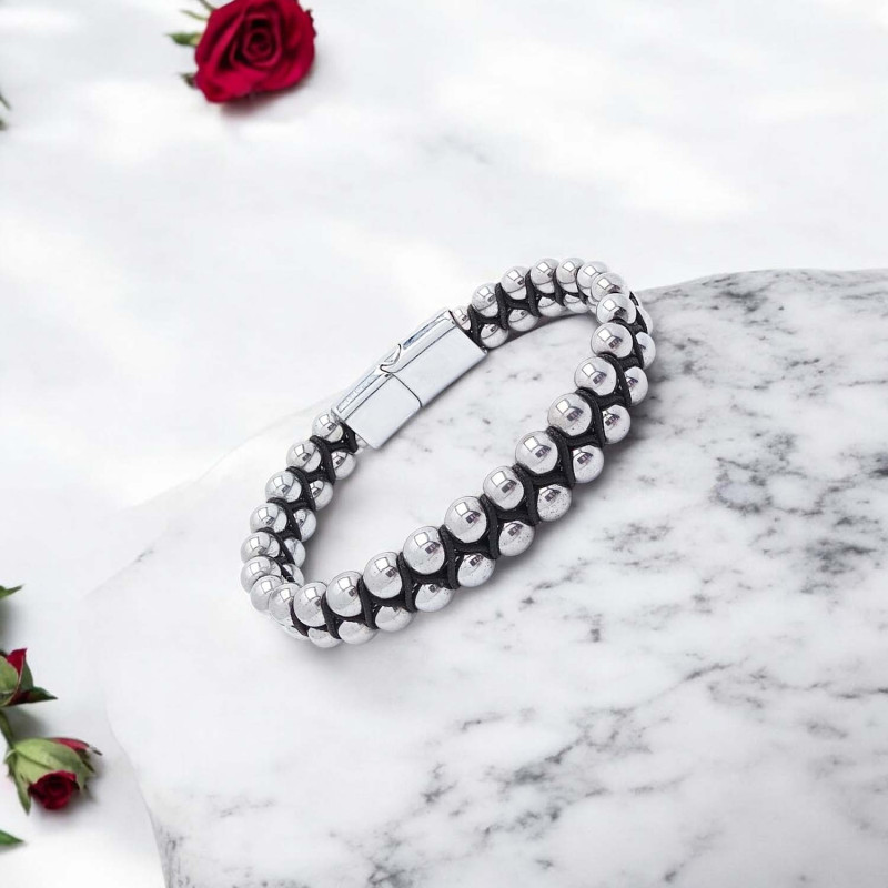 Hematit ve Çelik Halatlı Erkek Bileklik