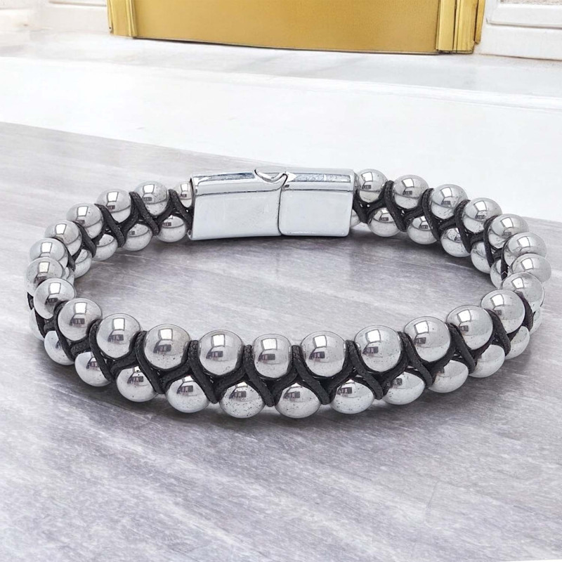 Hematit ve Çelik Halatlı Erkek Bileklik