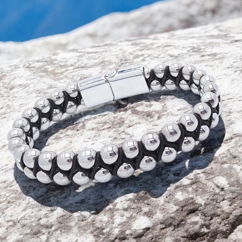 Hematit ve Çelik Halatlı Erkek Bileklik