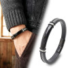 İsim Yazılabilir Çelik Halatlı Deri Ve Siyah Titanyum Kilit Bileklik