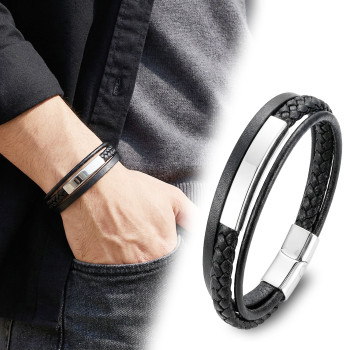 İsim Yazılabilir Deri Çelik Plaka Bileklik – Beyaz