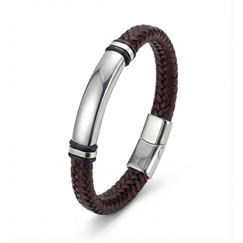 İsim Yazılabilir Kahverengi Deri Ve Bayaz Titanyum Kilit Bileklik İsim Yazılabilir Kahverengi Deri Ve Bayaz Titanyum Kilit Bileklik