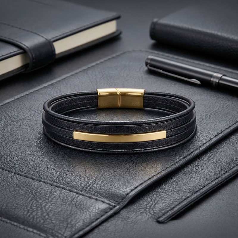 İsim Yazılabilir Sarı Titanyum Plakalı Çoklu Siyah Deri Erkek Bileklik İsim Yazılabilir Sarı Titanyum Plakalı Çoklu Siyah Deri Erkek Bileklik