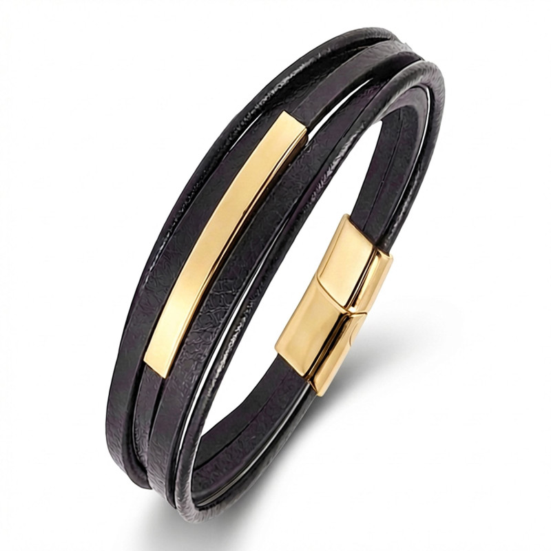 İsim Yazılabilir Sarı Titanyum Plakalı Çoklu Siyah Deri Erkek Bileklik İsim Yazılabilir Sarı Titanyum Plakalı Çoklu Siyah Deri Erkek Bileklik