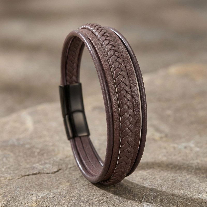 Kahve Çoklu Deri Bileklik