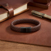 Kahve Deri Örgü Çelik Bileklik Kahve Deri Örgü Çelik Bileklik