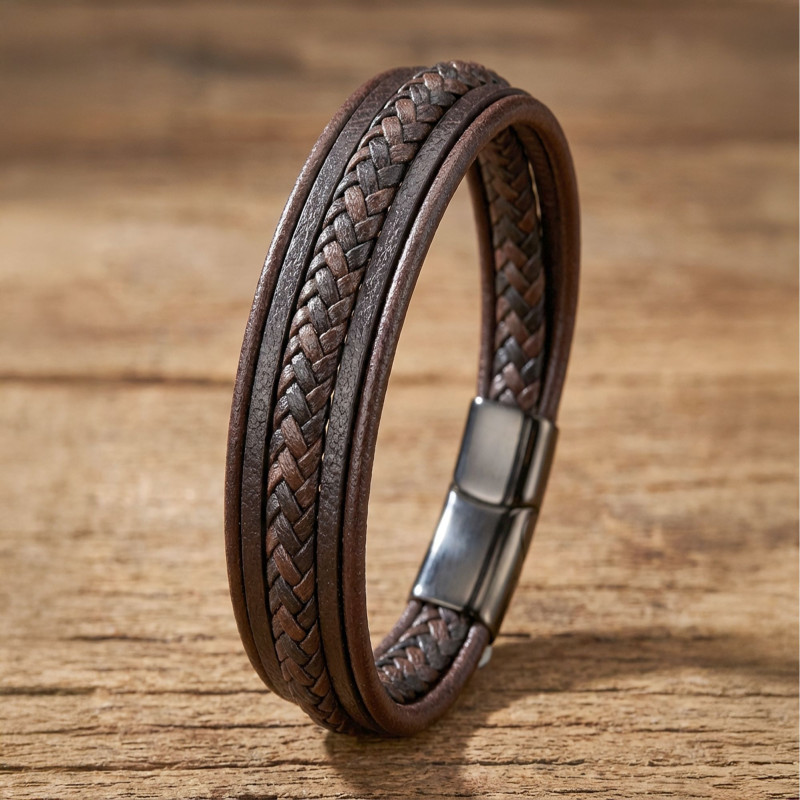 Kahve Siyah Çoklu Deri Bileklik