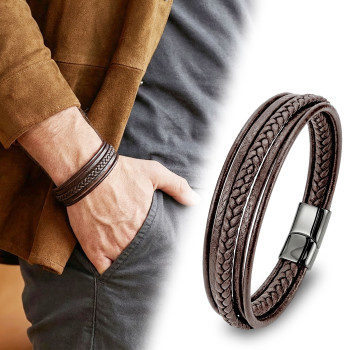 Kahverengi Çoklu Deri Bileklik