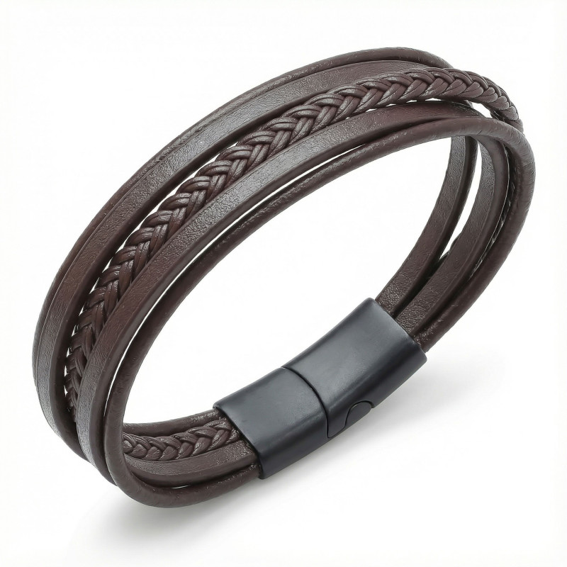 Kahverengi Çoklu Deri Bileklik Zamak Kilit Kahverengi Çoklu Deri Bileklik Zamak Kilit