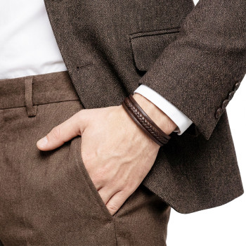 Kahverengi Deri Erkek Bileklik – Titanyum Çelik Manyetik Kilitli Kahverengi Deri Erkek Bileklik – Titanyum Çelik Manyetik Kilitli